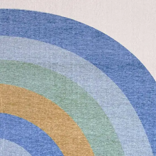 Blue Green and Orange Juvenile Rainbows Youthful Area Rug Photo 2