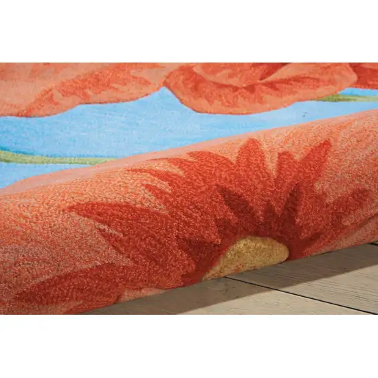 Blue Green and Red Floral Area Rug Photo 9