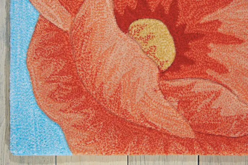 Blue Green and Red Floral Area Rug Photo 8