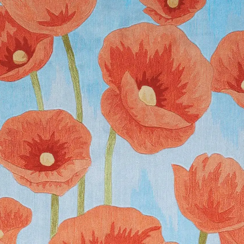 Blue Green and Red Floral Area Rug Photo 3