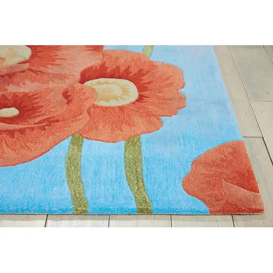 Blue Green and Red Floral Area Rug Photo 6