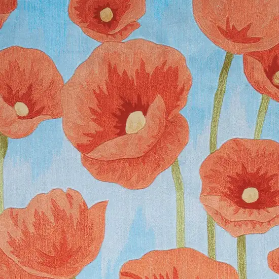 Blue Green and Red Floral Area Rug Photo 5