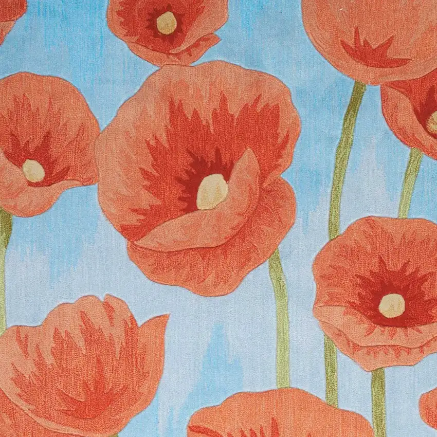 Blue Green and Red Floral Area Rug Photo 5