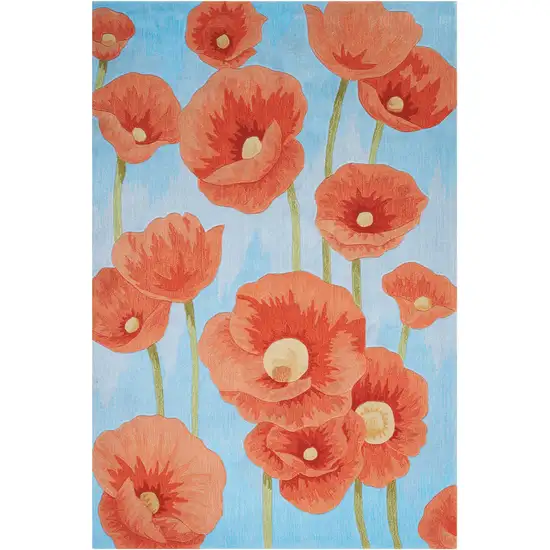 Blue Green and Red Floral Area Rug Photo 7