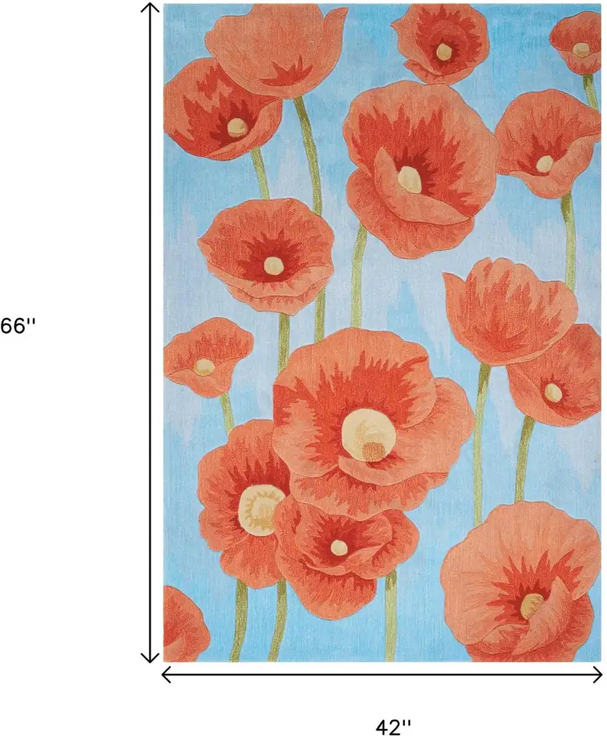 Blue Green and Red Floral Area Rug Photo 3