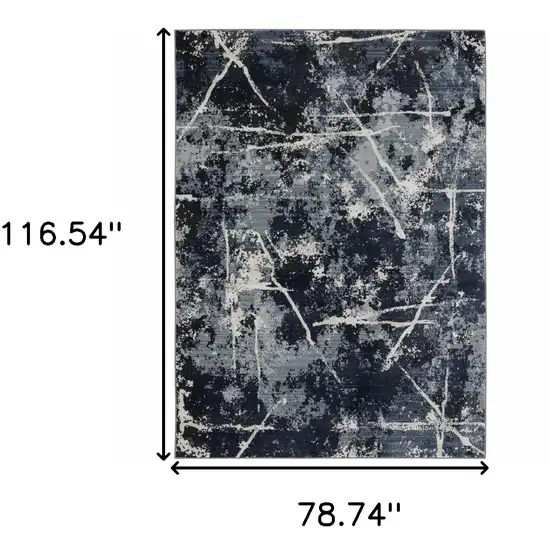 Blue Gray And Black Abstract Area Rug Photo 3