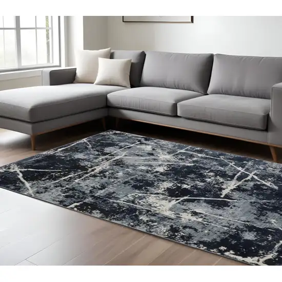 Blue Gray And Black Abstract Area Rug Photo 1