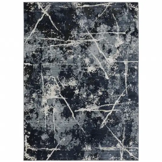 Blue Gray And Black Abstract Area Rug Photo 2