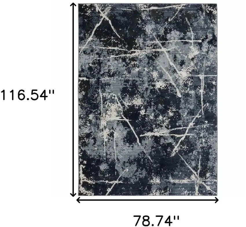 Blue Grey And Beige Abstract Power Loom Stain Resistant Area Rug Photo 10
