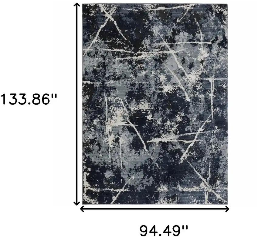 Blue Grey And Beige Abstract Power Loom Stain Resistant Area Rug Photo 10
