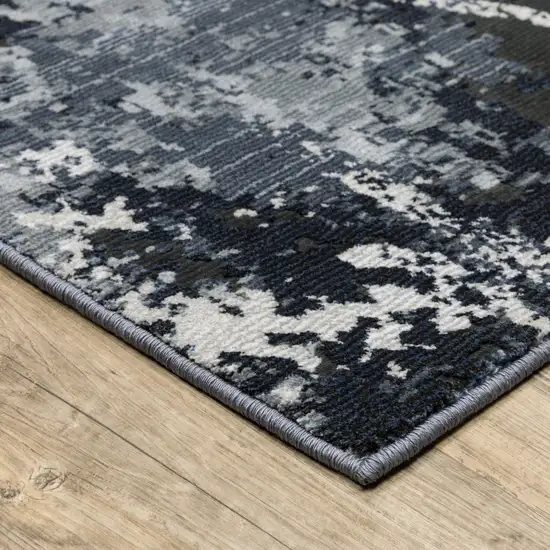 Blue Grey And Beige Abstract Power Loom Stain Resistant Area Rug Photo 6