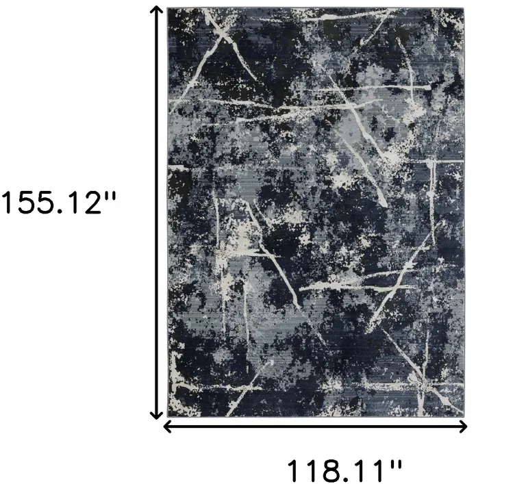 Blue Grey And Beige Abstract Power Loom Stain Resistant Area Rug Photo 4