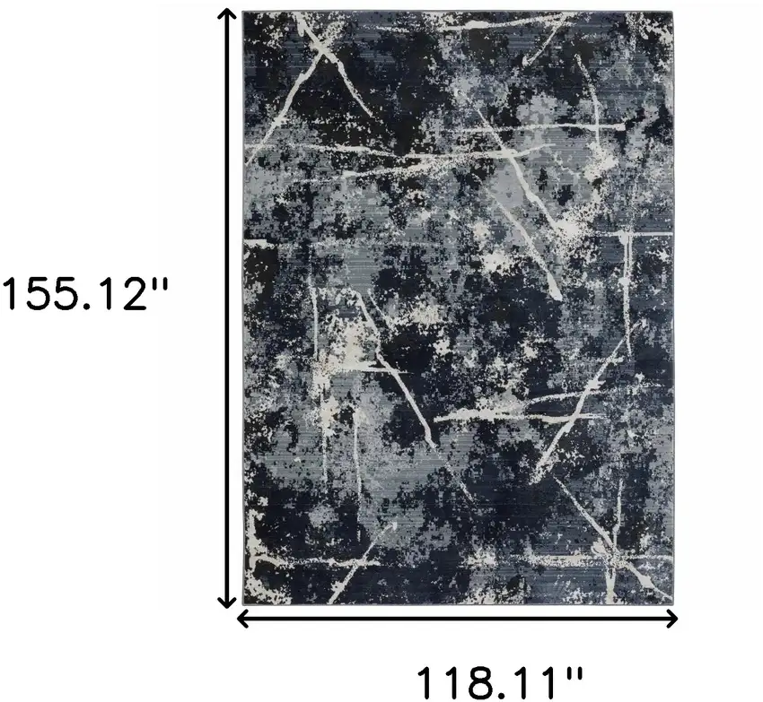 Blue Grey And Beige Abstract Power Loom Stain Resistant Area Rug Photo 3