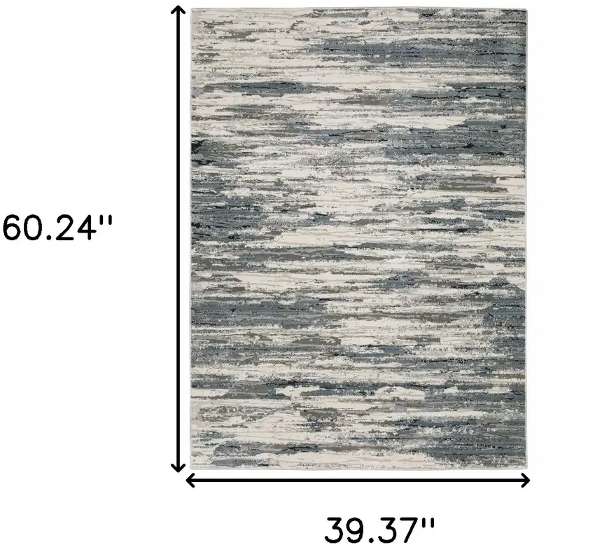 Blue Grey Beige And Brown Abstract Power Loom Stain Resistant Area Rug Photo 10
