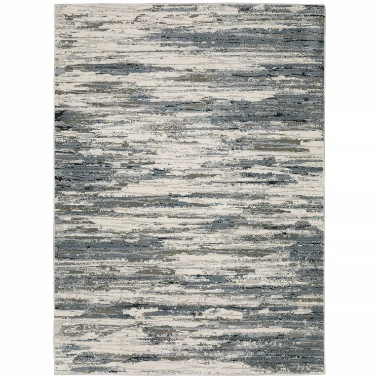 Blue Grey Beige And Brown Abstract Power Loom Stain Resistant Area Rug Photo 1