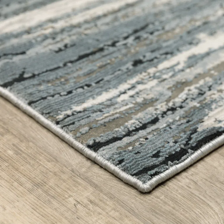 Blue Grey Beige And Brown Abstract Power Loom Stain Resistant Area Rug Photo 4