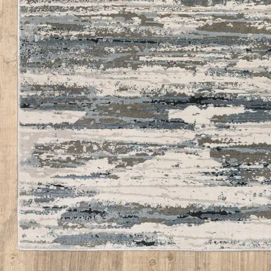 Blue Grey Beige And Brown Abstract Power Loom Stain Resistant Area Rug Photo 3