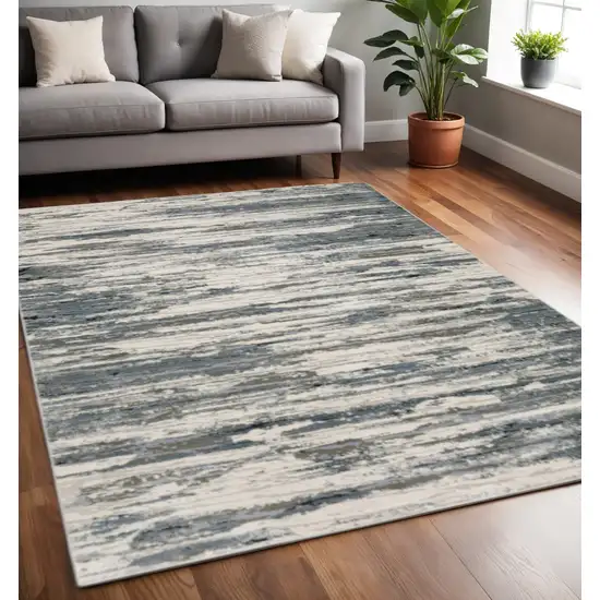Blue Grey Beige And Brown Abstract Power Loom Stain Resistant Area Rug Photo 1