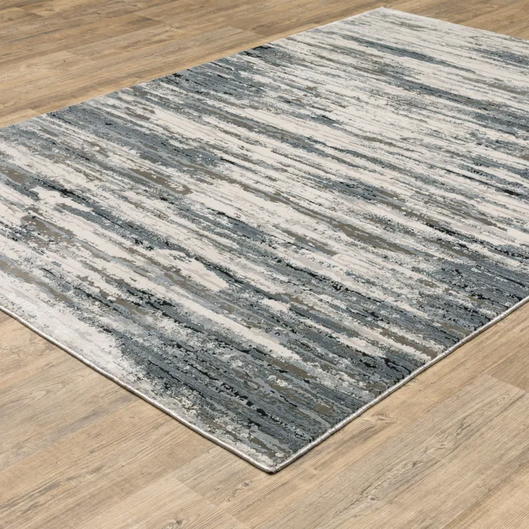 Blue Grey Beige And Brown Abstract Power Loom Stain Resistant Area Rug Photo 5