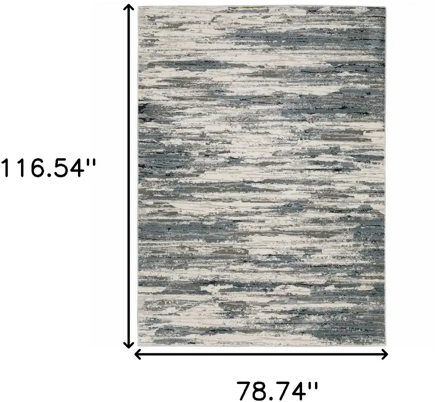 6' X 9' Blue Grey Beige And Brown Abstract Power Loom Stain Resistant Area Rug Photo 3