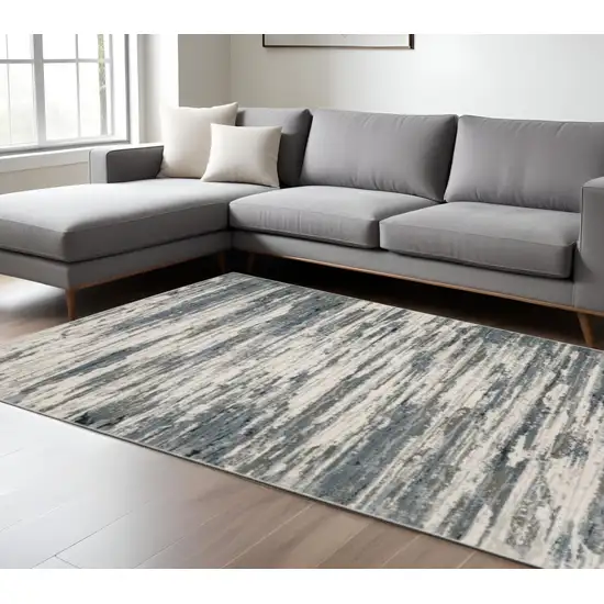 Blue Grey Beige And Brown Abstract Power Loom Stain Resistant Area Rug Photo 1