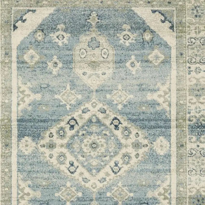 Blue And Beige Oriental Area Rug Photo 4