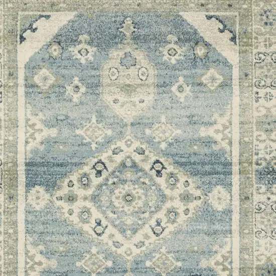 Blue Grey Beige And Teal Oriental Power Loom Stain Resistant Area Rug Photo 4