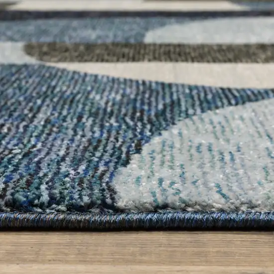 Blue Grey Charcoal and Purple Geometric Power Loom Area Rug Photo 9