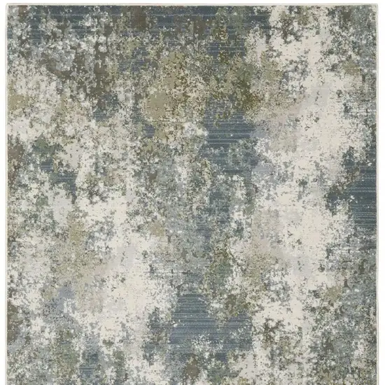 Blue Grey Green And Beige Abstract Power Loom Stain Resistant Area Rug Photo 5