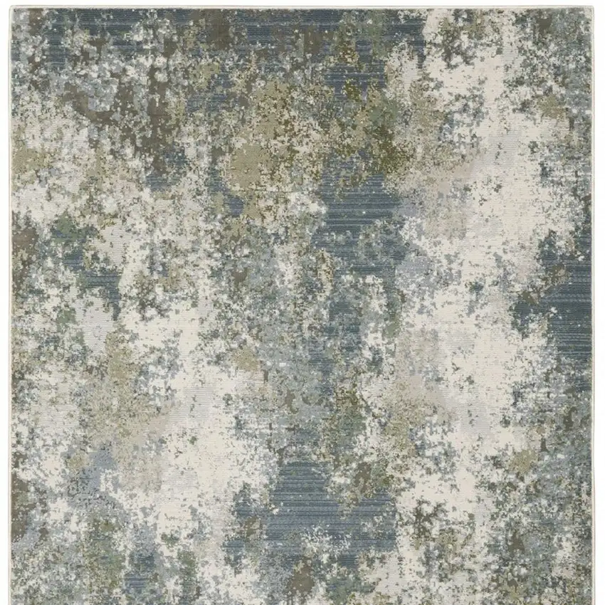 Blue Grey Green And Beige Abstract Power Loom Stain Resistant Area Rug Photo 4