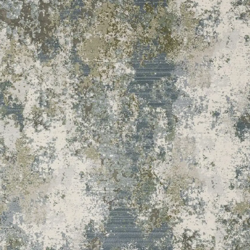 Blue Grey Green And Beige Abstract Power Loom Stain Resistant Area Rug Photo 5