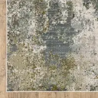 Photo of Blue Grey Green And Beige Abstract Power Loom Stain Resistant Area Rug