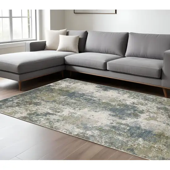 Blue And Green Abstract Area Rug Photo 2
