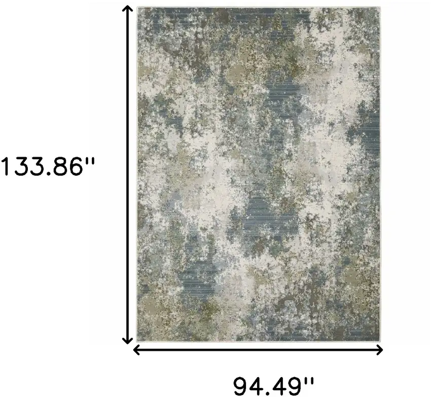 Blue Grey Green And Beige Abstract Power Loom Stain Resistant Area Rug Photo 9