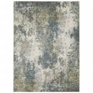 Photo of Blue Grey Green And Beige Abstract Power Loom Stain Resistant Area Rug