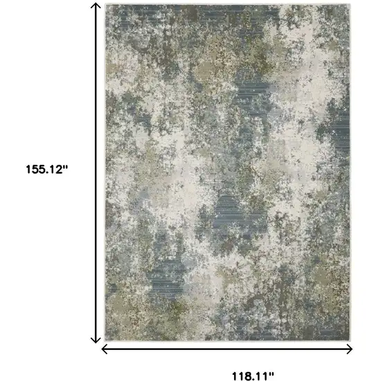 Blue Grey Green And Beige Abstract Power Loom Stain Resistant Area Rug Photo 8