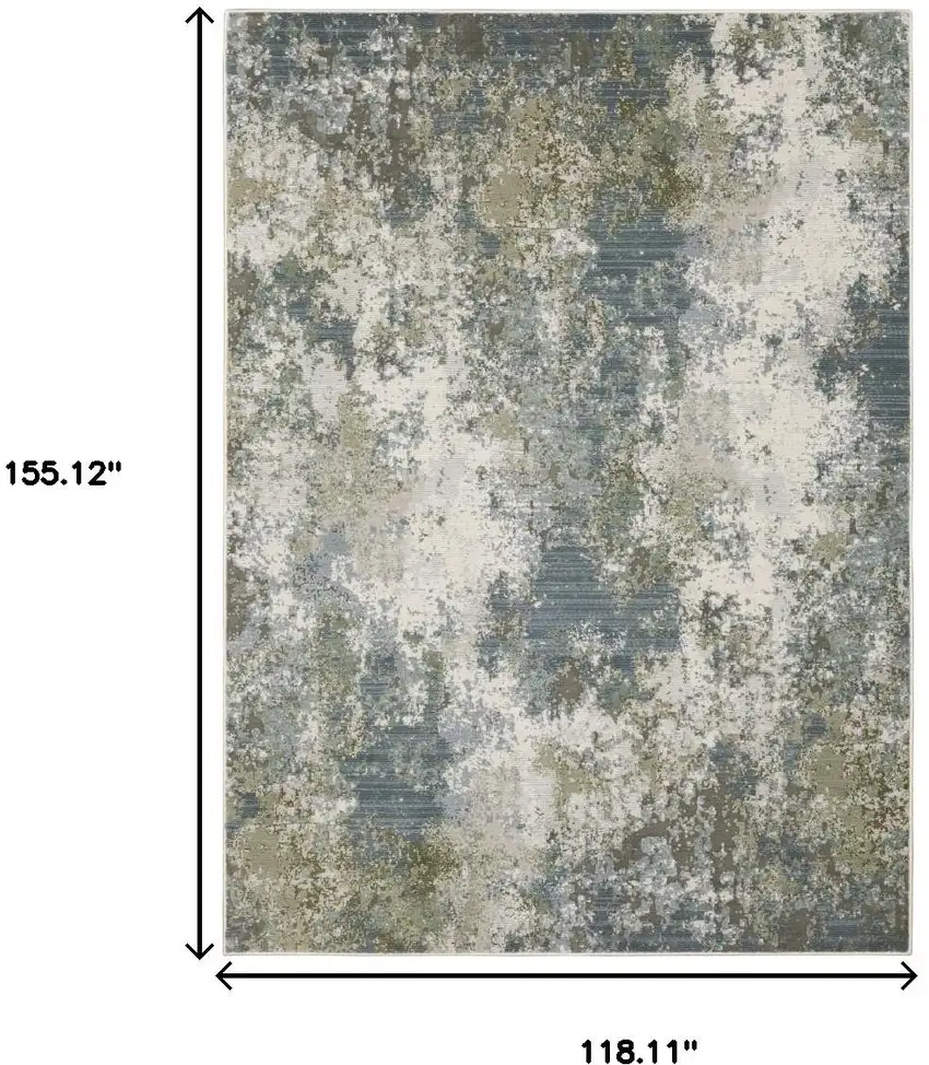 Blue Grey Green And Beige Abstract Power Loom Stain Resistant Area Rug Photo 8