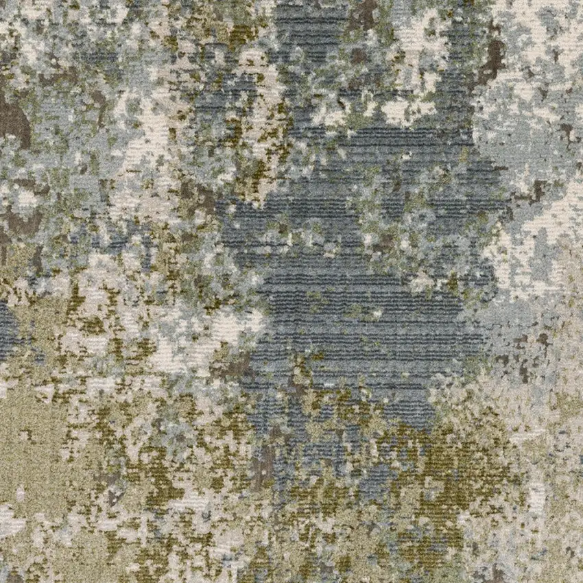 Blue Grey Green And Beige Abstract Power Loom Stain Resistant Area Rug Photo 10