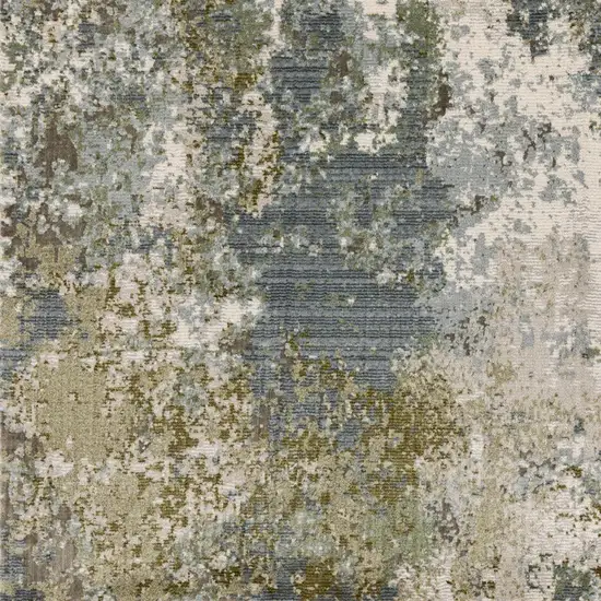 Blue Grey Green And Beige Abstract Power Loom Stain Resistant Area Rug Photo 9