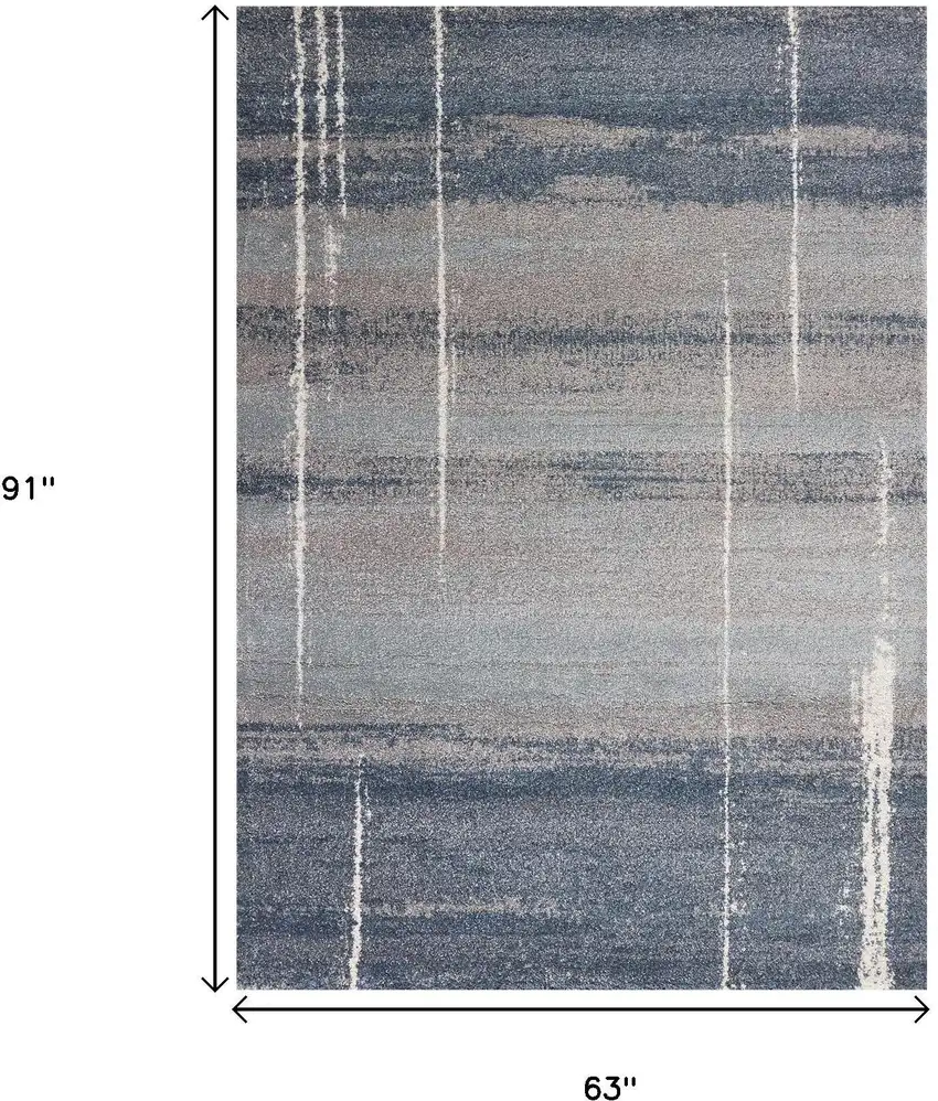 Blue And Gray Abstract Area Rug Photo 3