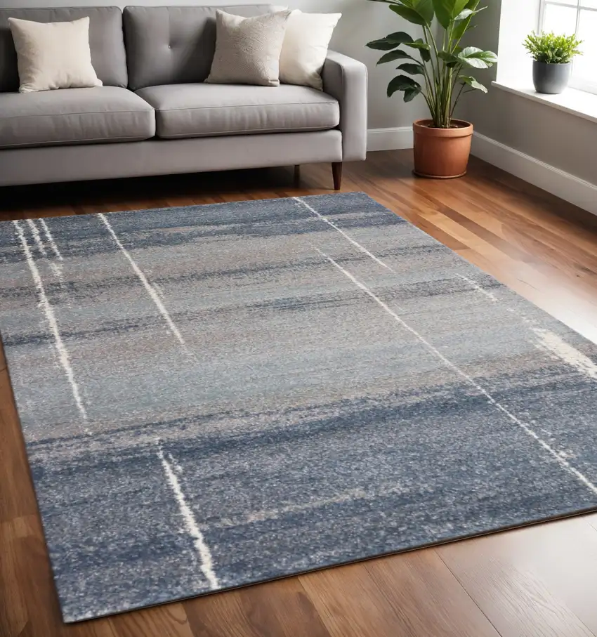 Blue And Gray Abstract Area Rug Photo 1