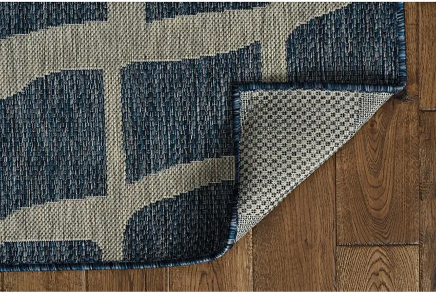 Blue Grey Machine Woven UV Treated Abstract Indoor Outdoor Area Rug Photo 6