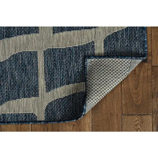 Blue Grey Machine Woven UV Treated Abstract Indoor Outdoor Area Rug Photo 6