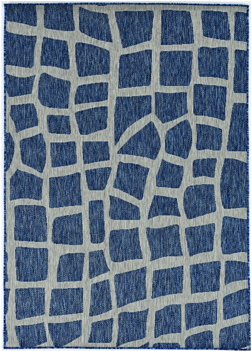8'X11' Blue Grey Machine Woven Uv Treated Abstract Indoor Outdoor Area Rug Photo 2