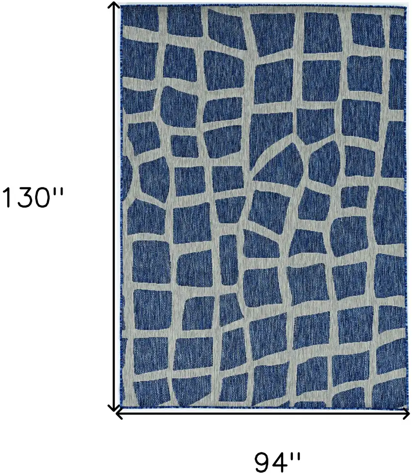 8'X11' Blue Grey Machine Woven Uv Treated Abstract Indoor Outdoor Area Rug Photo 3