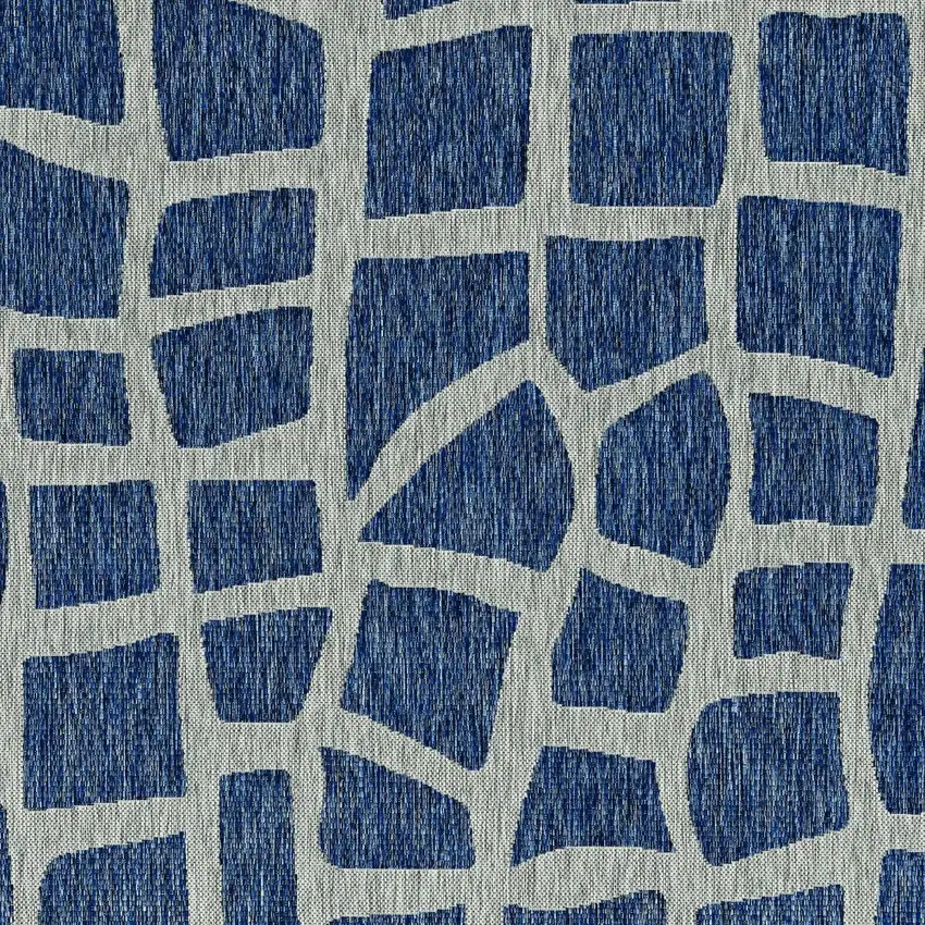 8'X11' Blue Grey Machine Woven Uv Treated Abstract Indoor Outdoor Area Rug Photo 3
