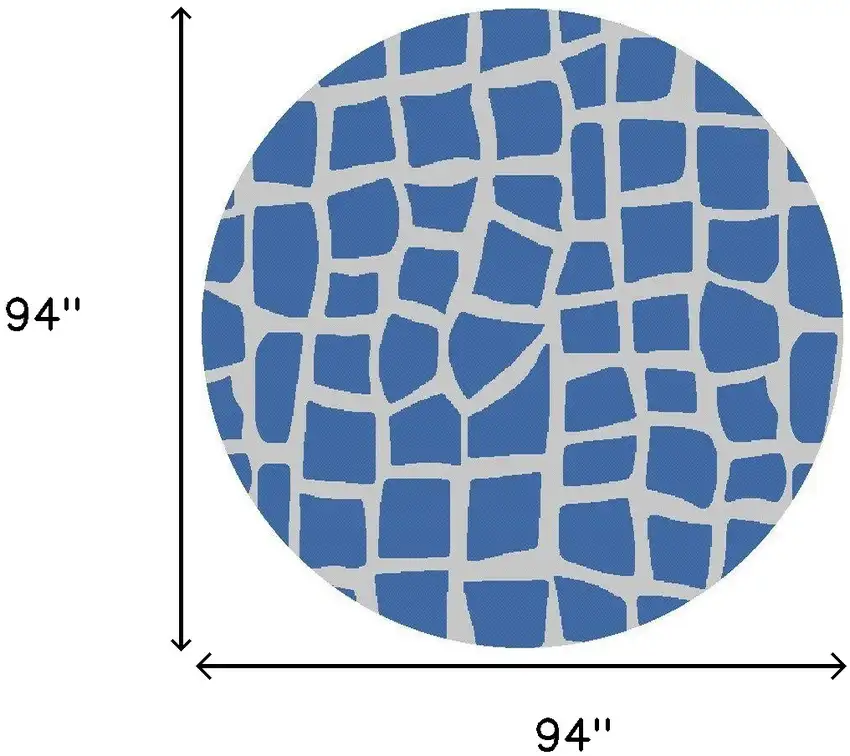 Blue Grey Machine Woven UV Treated Animal Print Indoor Outdoor Round Area Rug Photo 6