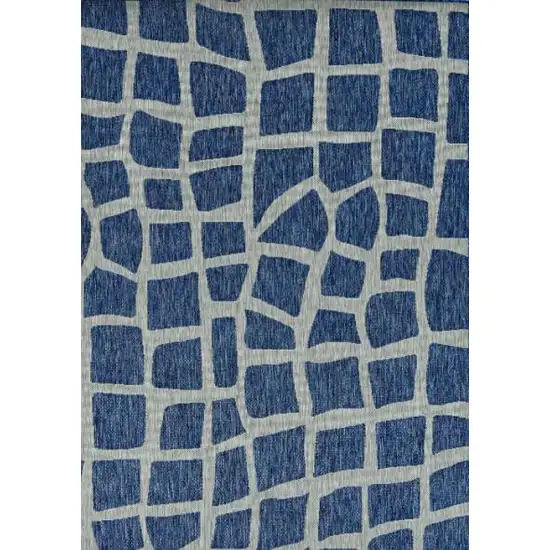 8' Blue And Gray Abstract Indoor Outdoor Area Rug Photo 6
