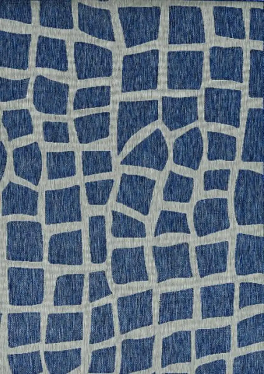 8' Blue And Gray Abstract Indoor Outdoor Area Rug Photo 6