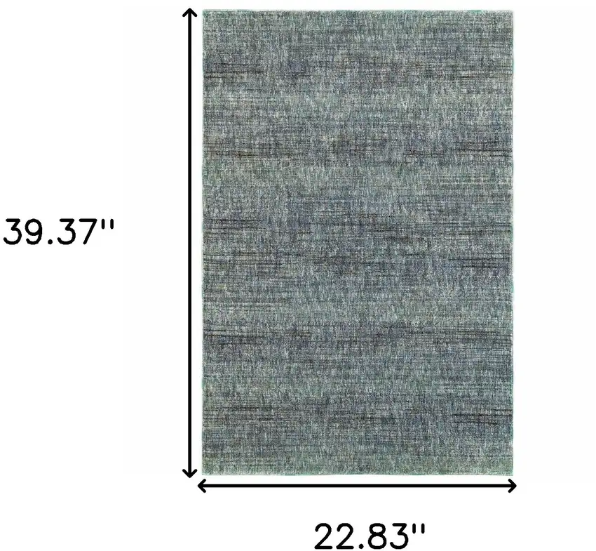 Blue Grey Silver And Green Power Loom Stain Resistant Area Rug Photo 6